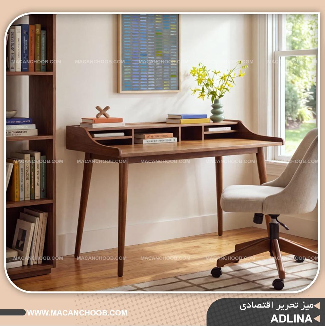 میز تحریر و مطالعه اسکاندیناوی پایه و کلاف نگهدارنده چوبی مدل ADLINA